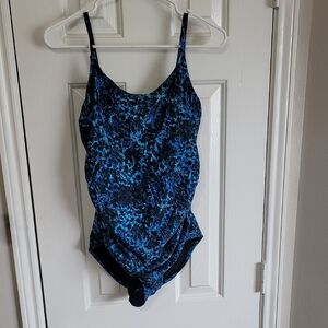 Speedo Onepiece Black and Blue Swimsuit Size 12